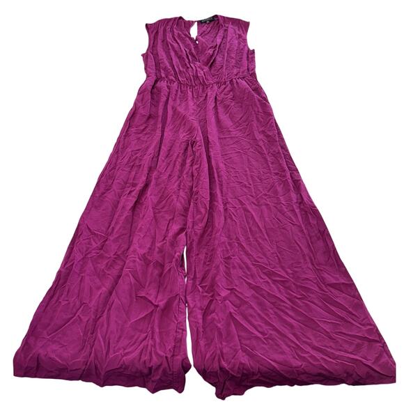 Eloquii Jumpsuit Womens 14 Pink Purple Wide Leg Sleeveless V Neck - Picture 2 of 9